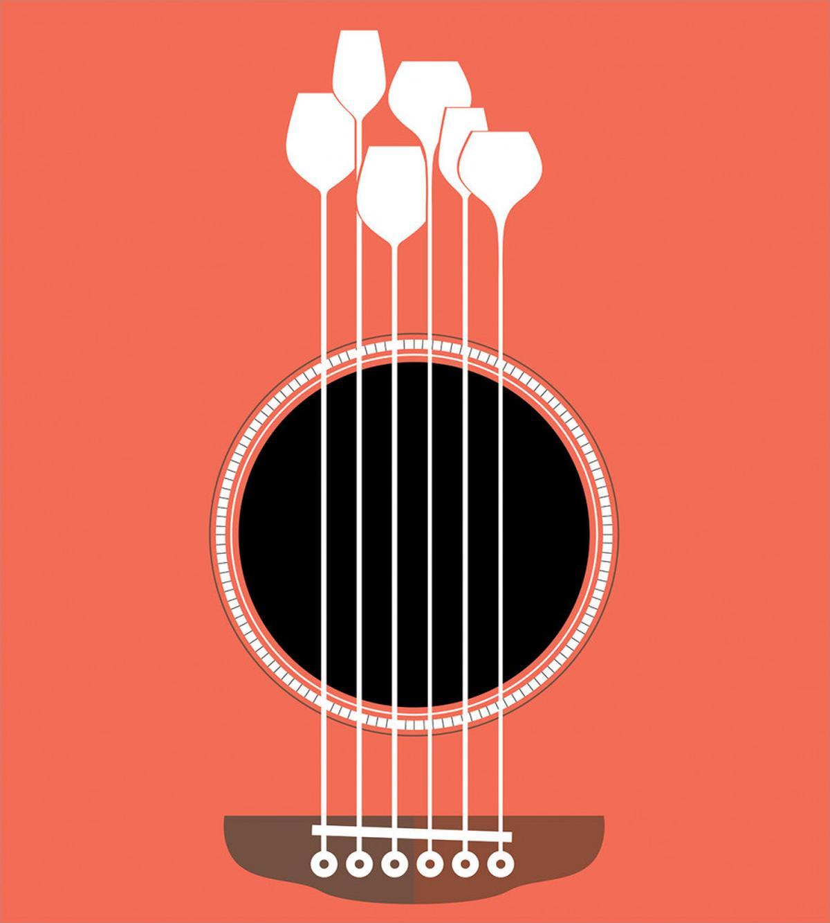 Acoustic Guitar Wine Glasses — Pattern