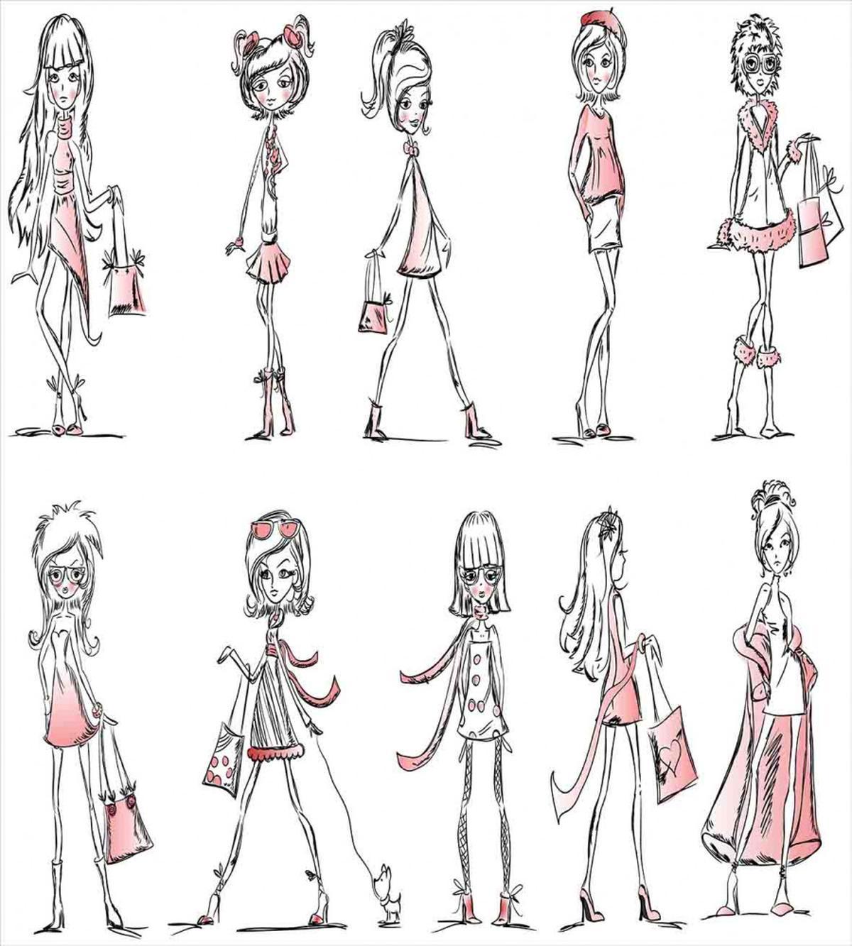 Cartoon Fashion Ladies — Pattern