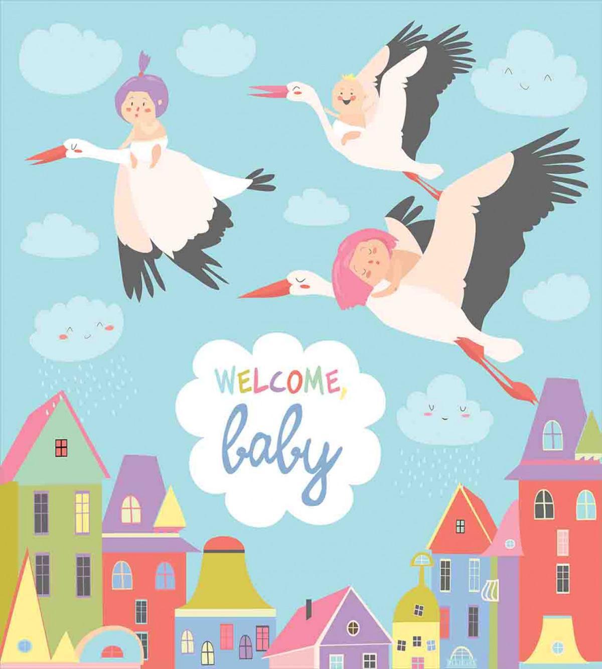 Cartoon Storks — Pattern