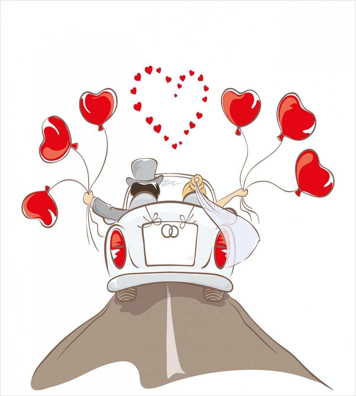 Newlywed Couple in Car — Pattern