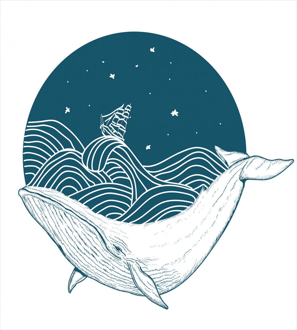 Whale and Stars Old Ship — Pattern