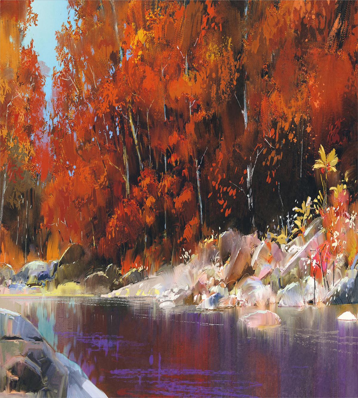 Autumn Forest with Rock — Pattern