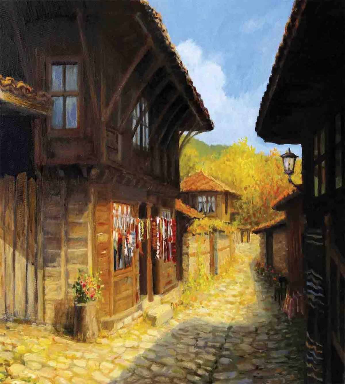 Wooden Houses in Fall — Pattern