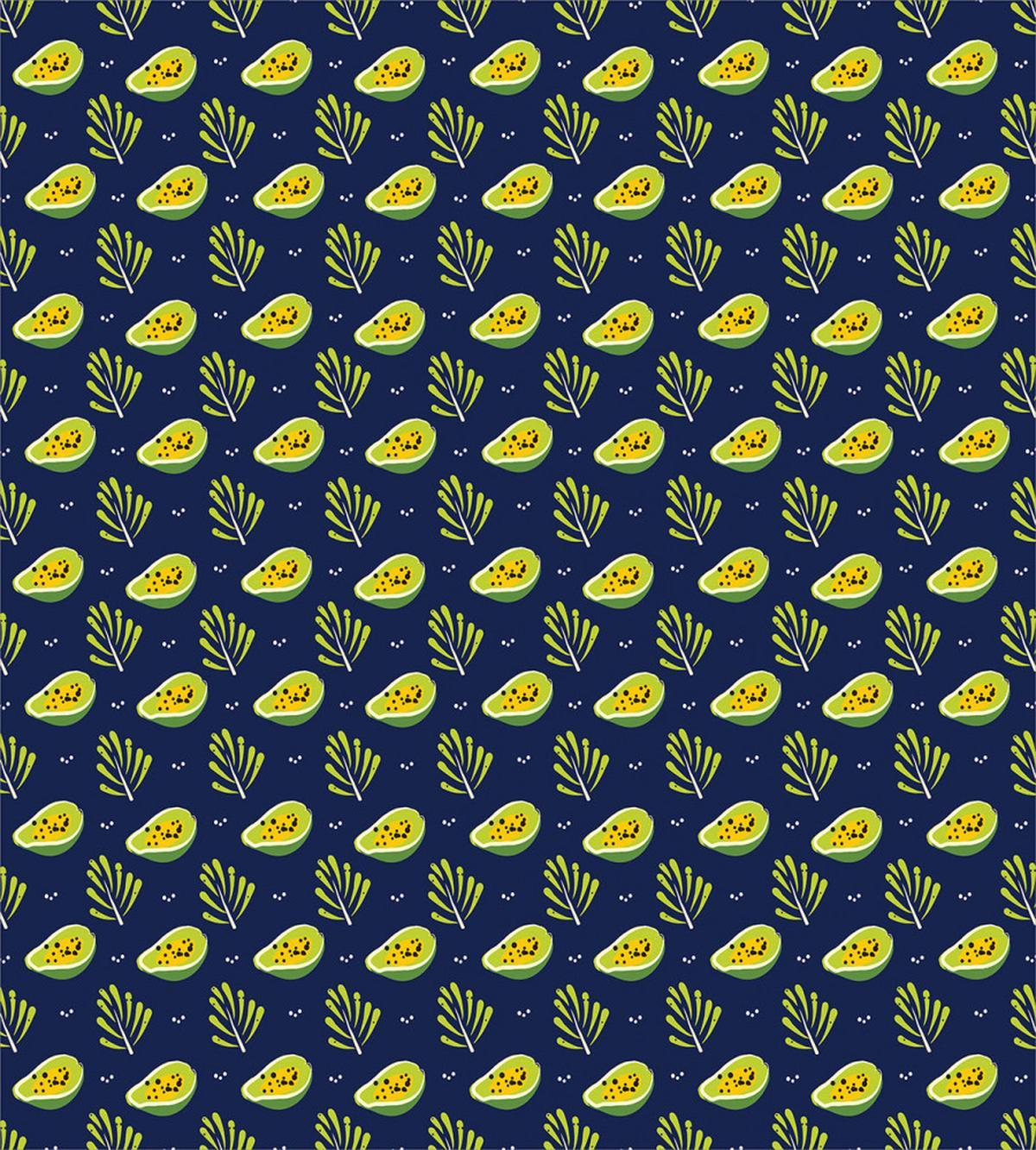 Tropical Papaya and Branches — Pattern