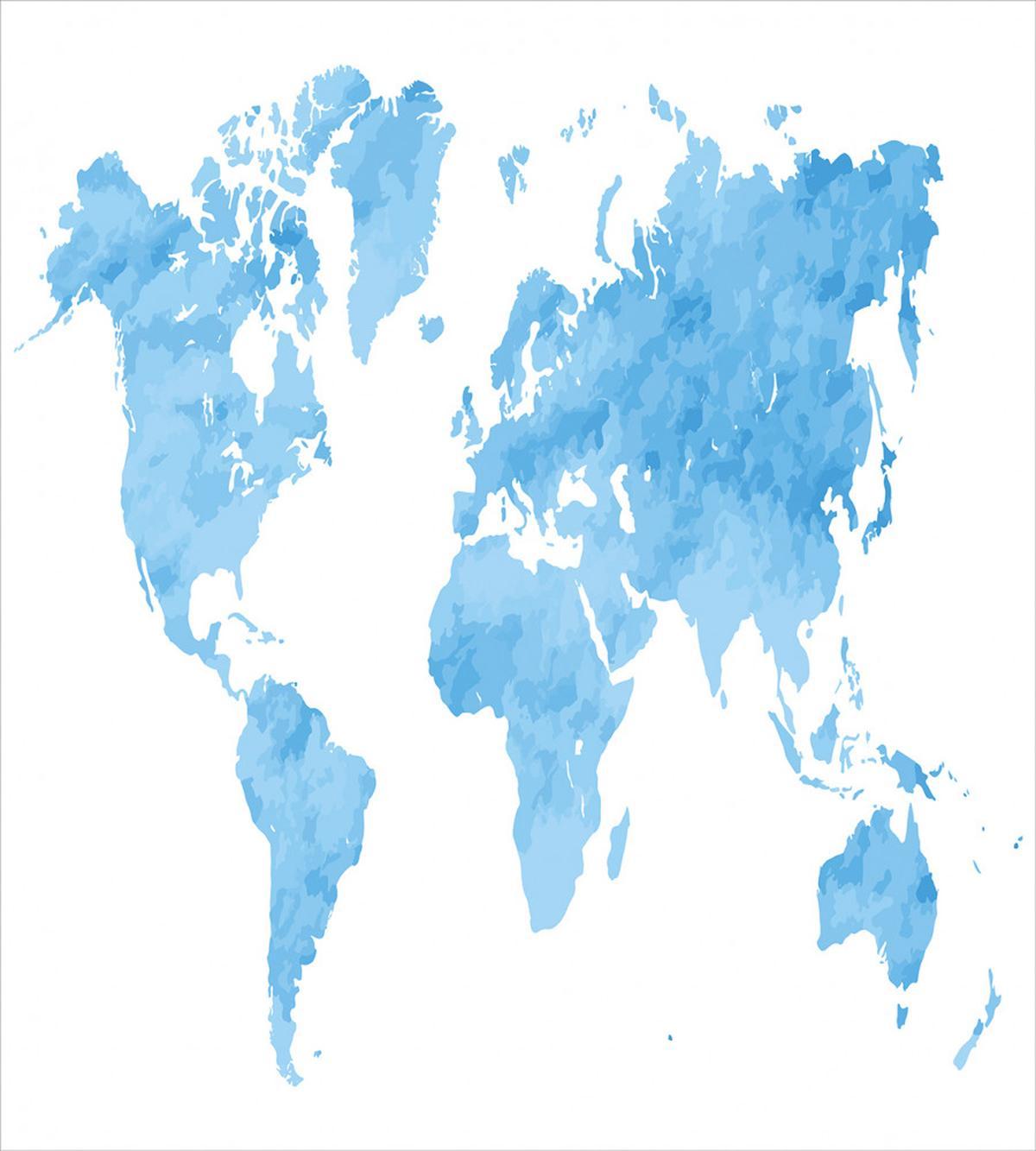 Blue Watercolor World Map — Pattern