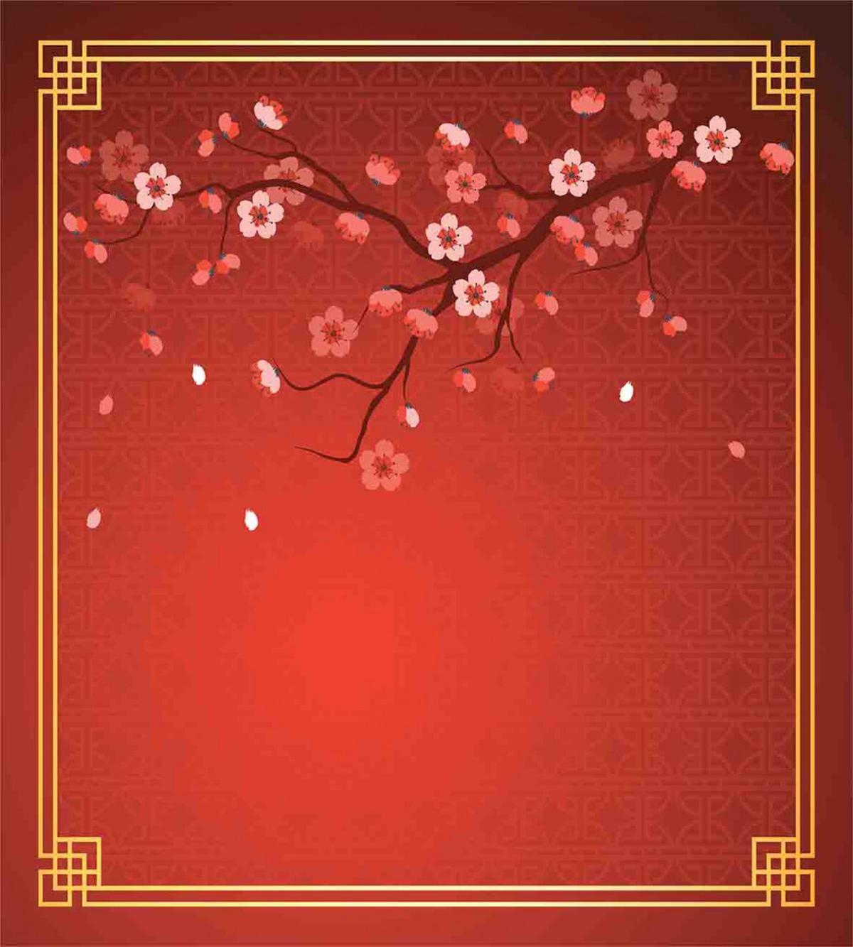 Cherry Branch Chinese Frame — Pattern