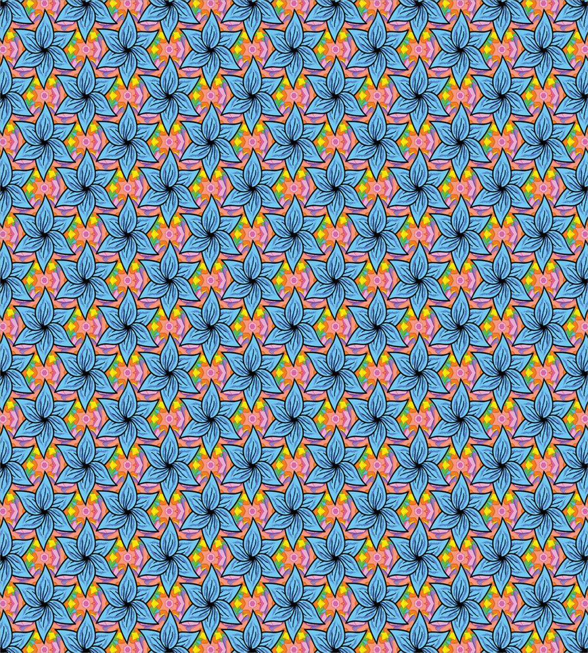 Blue Flowers Vivid Colors — Pattern