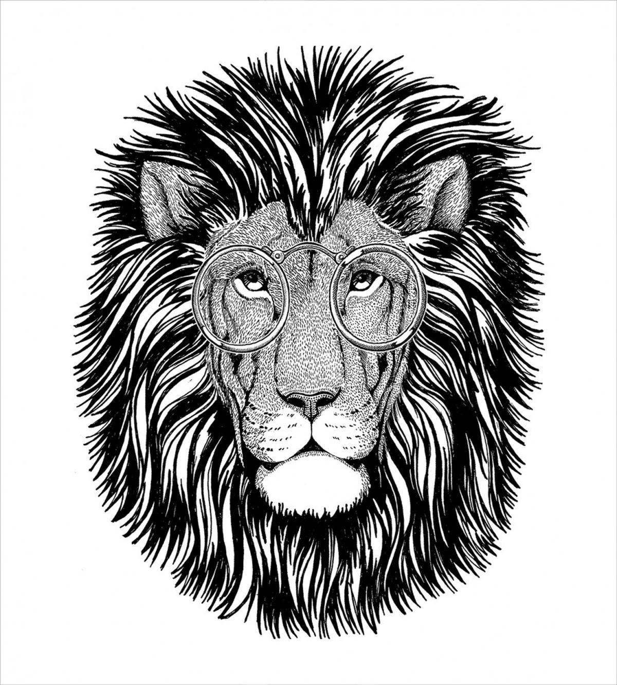 Wild Hipster Lion Glasses — Pattern