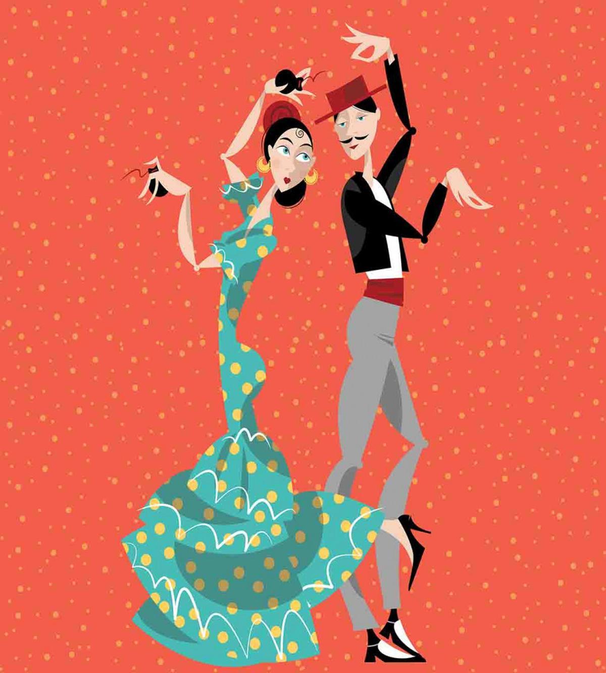 Flamenco Dancers Couple — Pattern