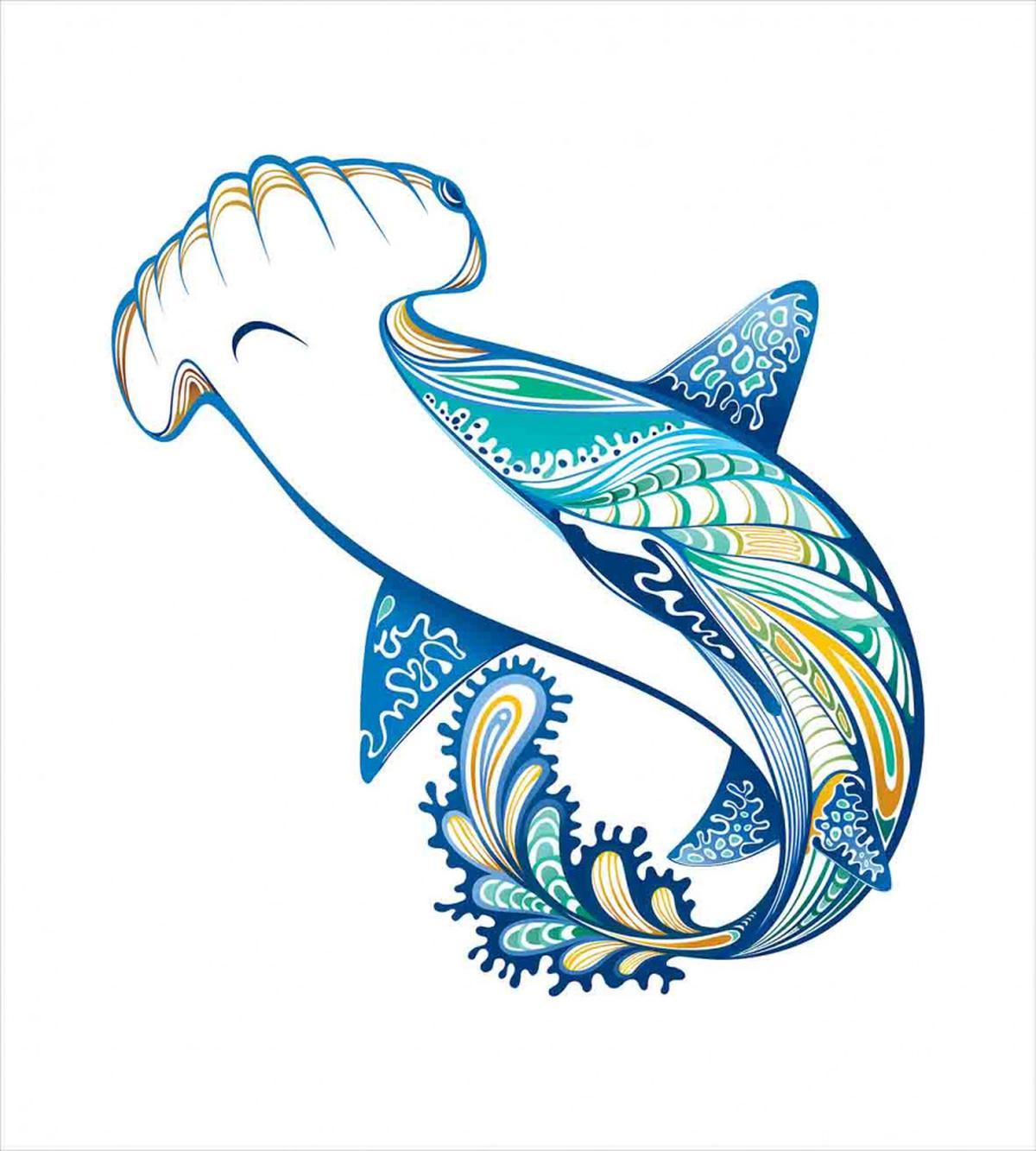 Hammer Head Shark Ocean — Pattern