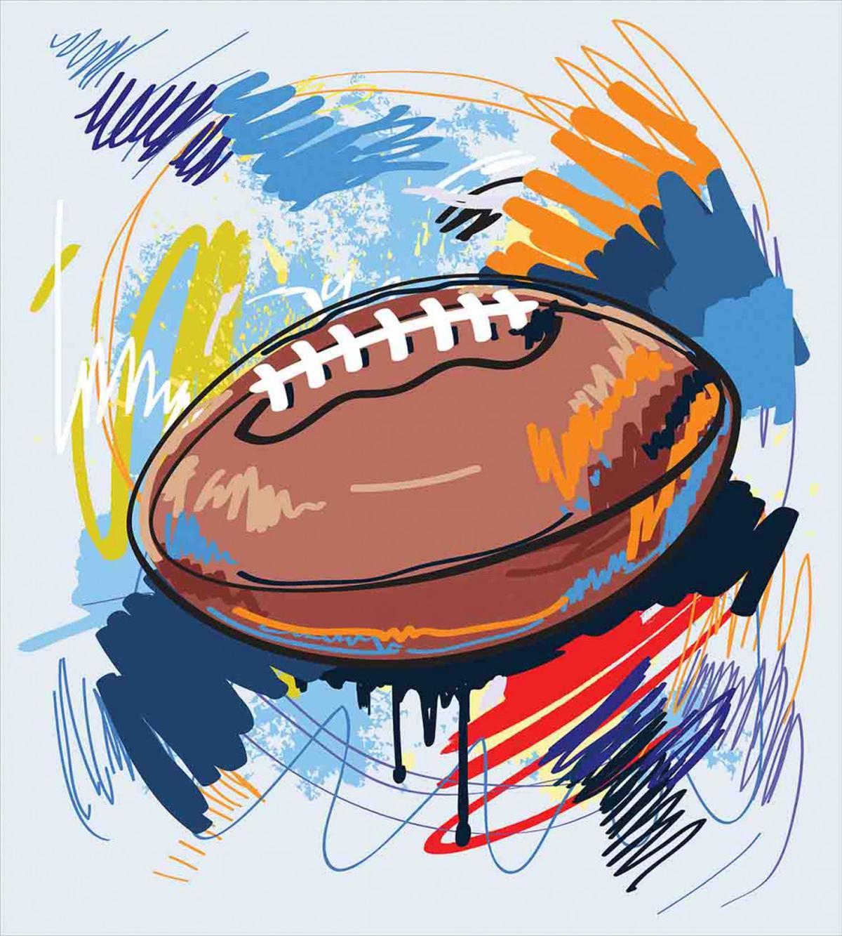Rugby Ball Doodle Art — Pattern