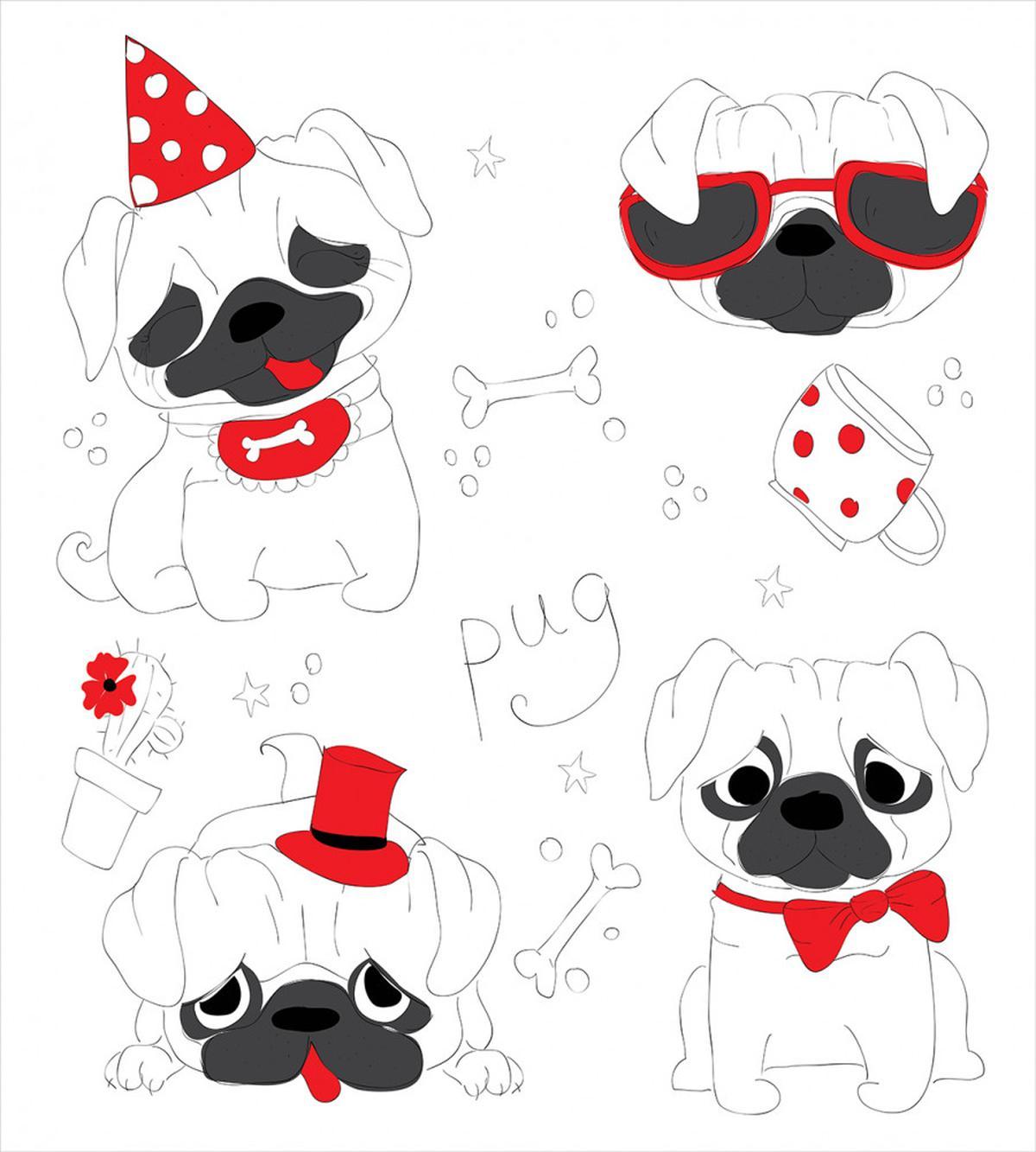 Happy Sad Cool Dogs Pug — Pattern