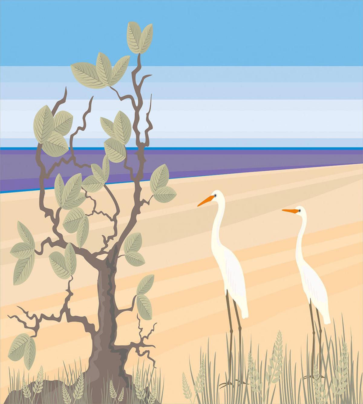 Birds on Beach Coastal Doodle — Pattern