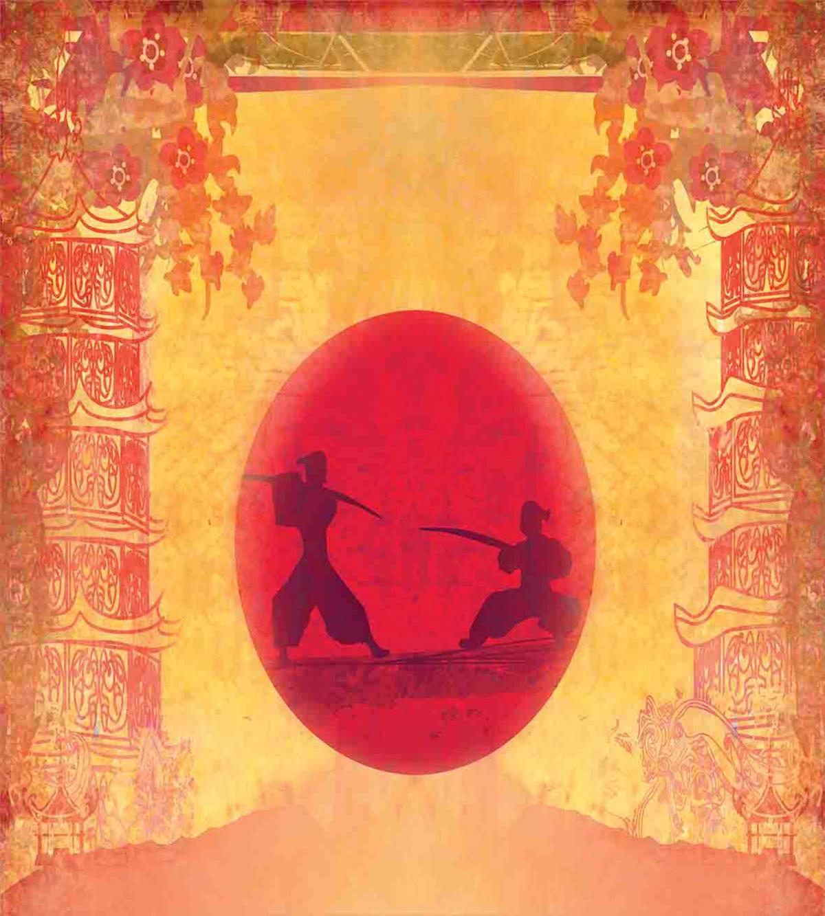 Ninjas Vintage Sunset — Pattern