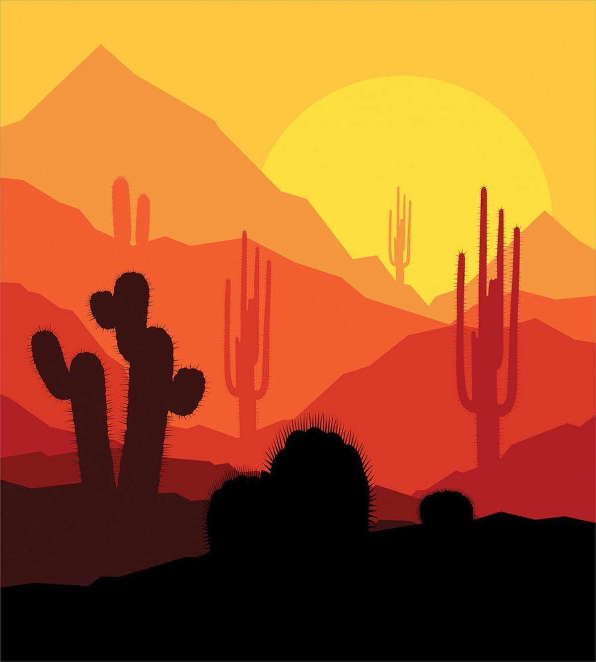 Western Cactus Silhouettes — Pattern