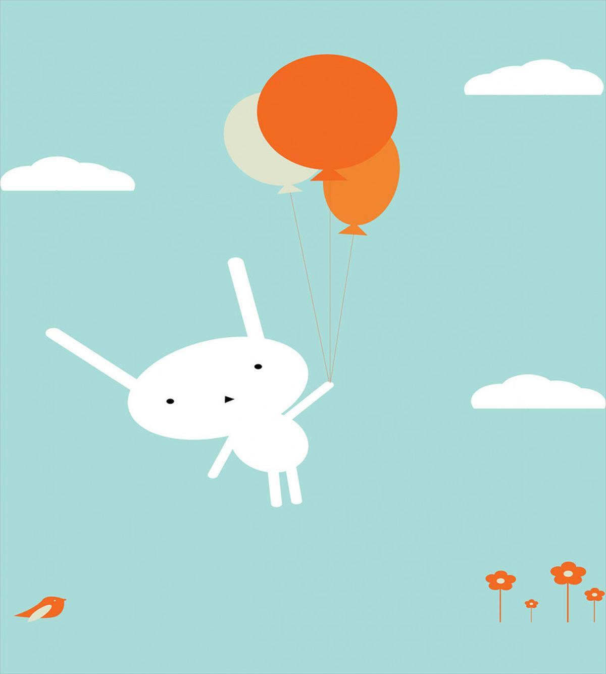 Flying Rabbit Balloons Sky — Pattern