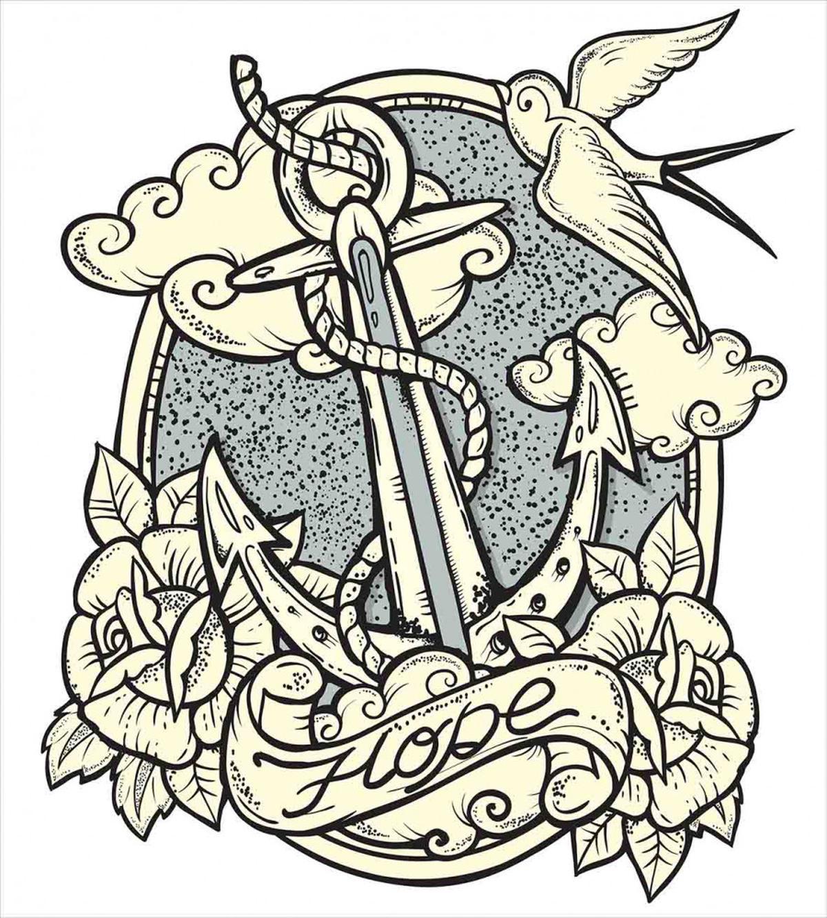Anchor and Roses Clouds — Pattern