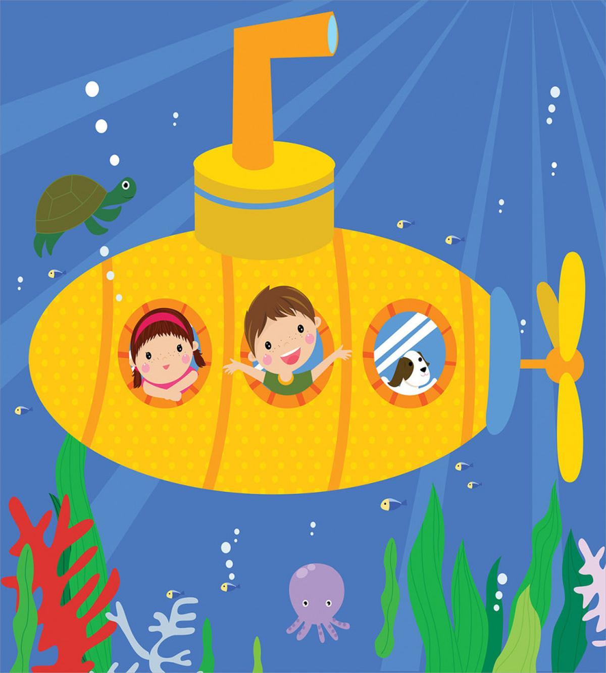 Boy Girl Dog Underwater — Pattern