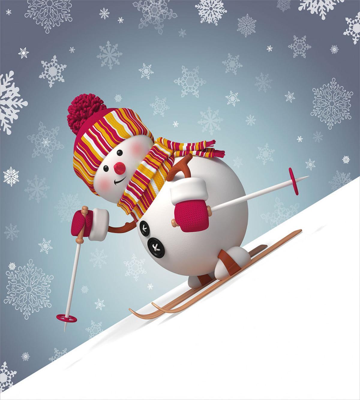 Skiing 3D Style Winter — Pattern
