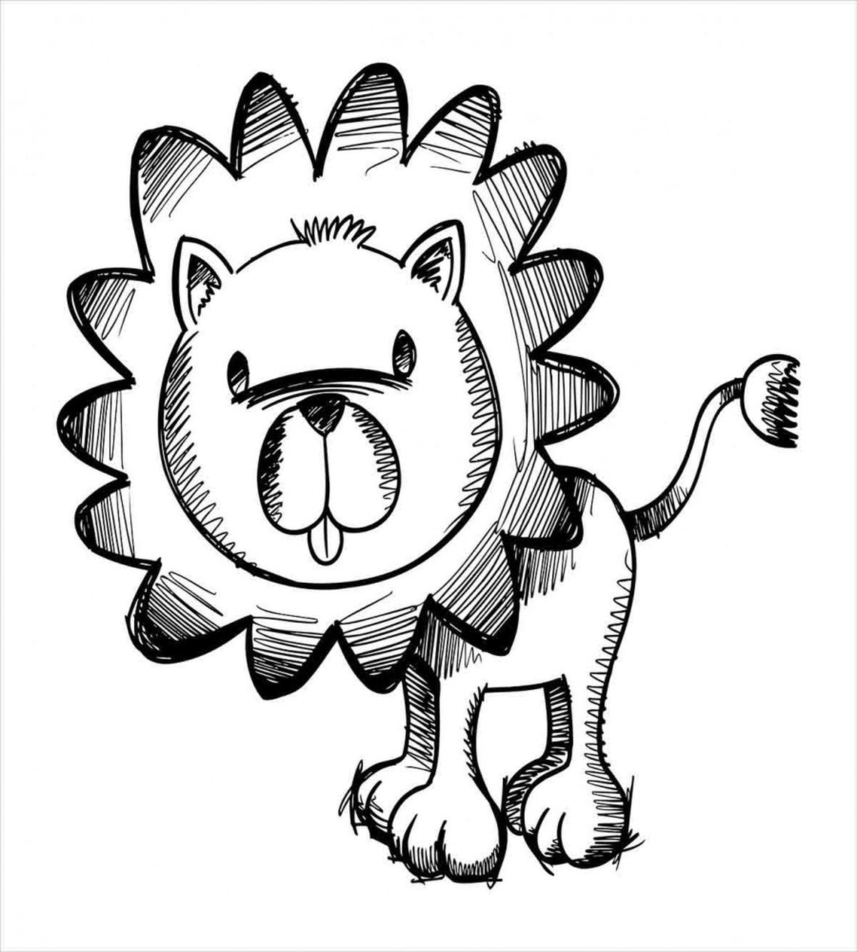 Sketchy Baby Lion Safari — Pattern