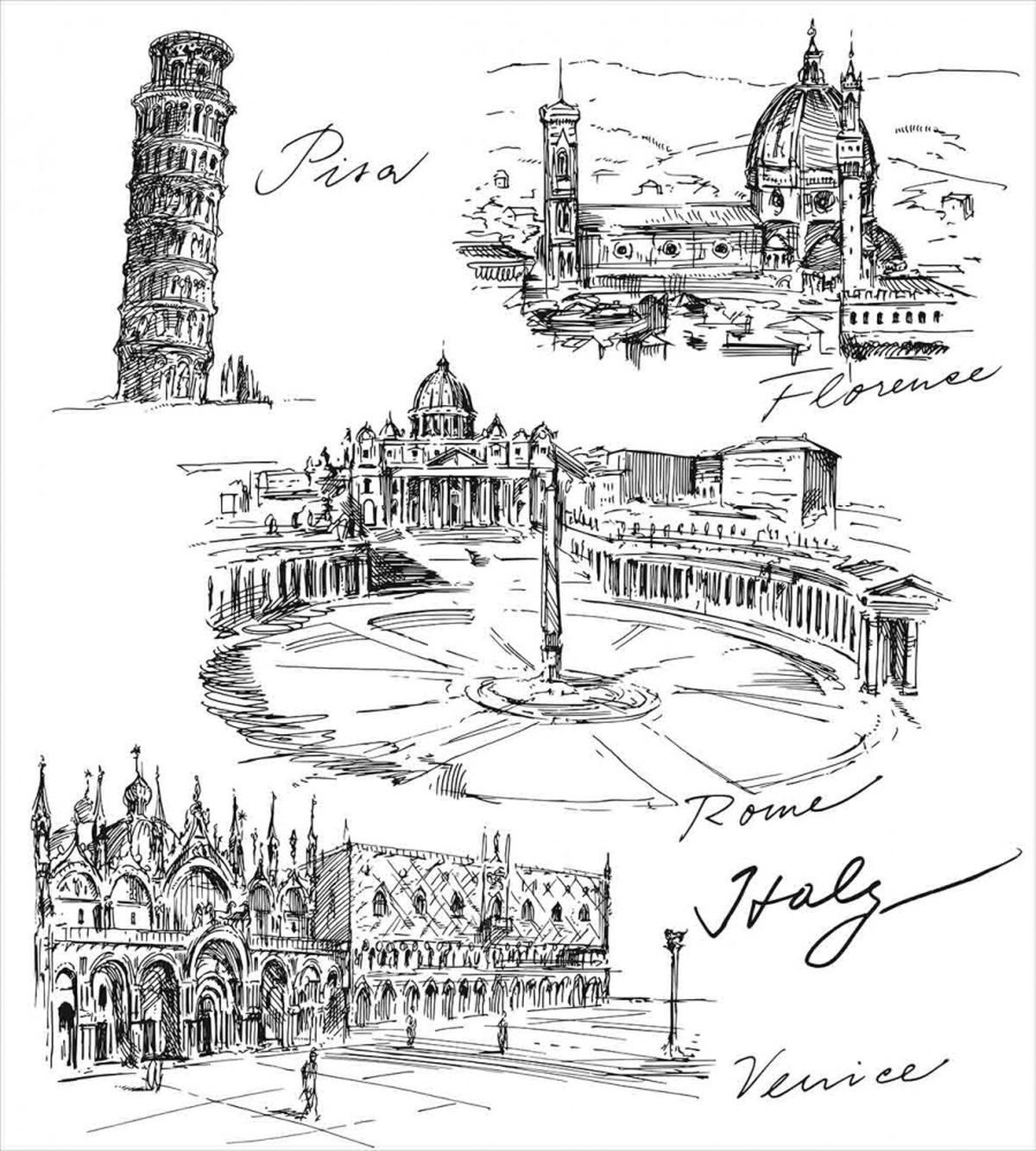 Italian Landmarks Travel — Pattern