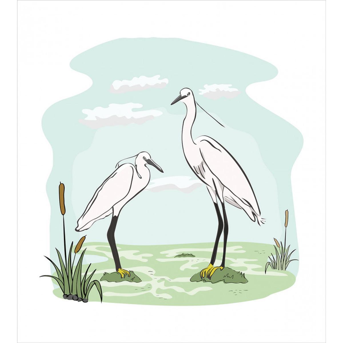 2 Herons in Marsh Cartoon — Pattern