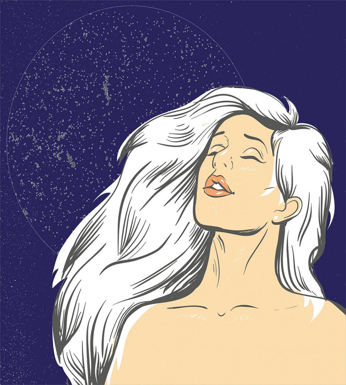 Comic Drawing Woman at Night — Pattern