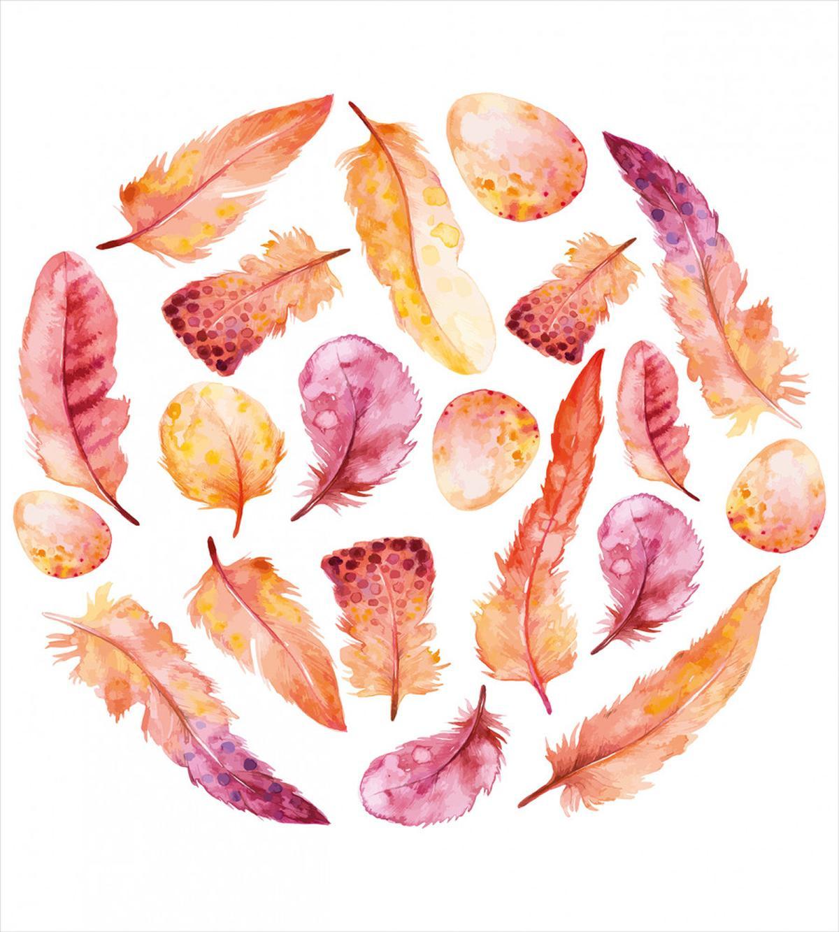 Dark Watercolor Feathers — Pattern