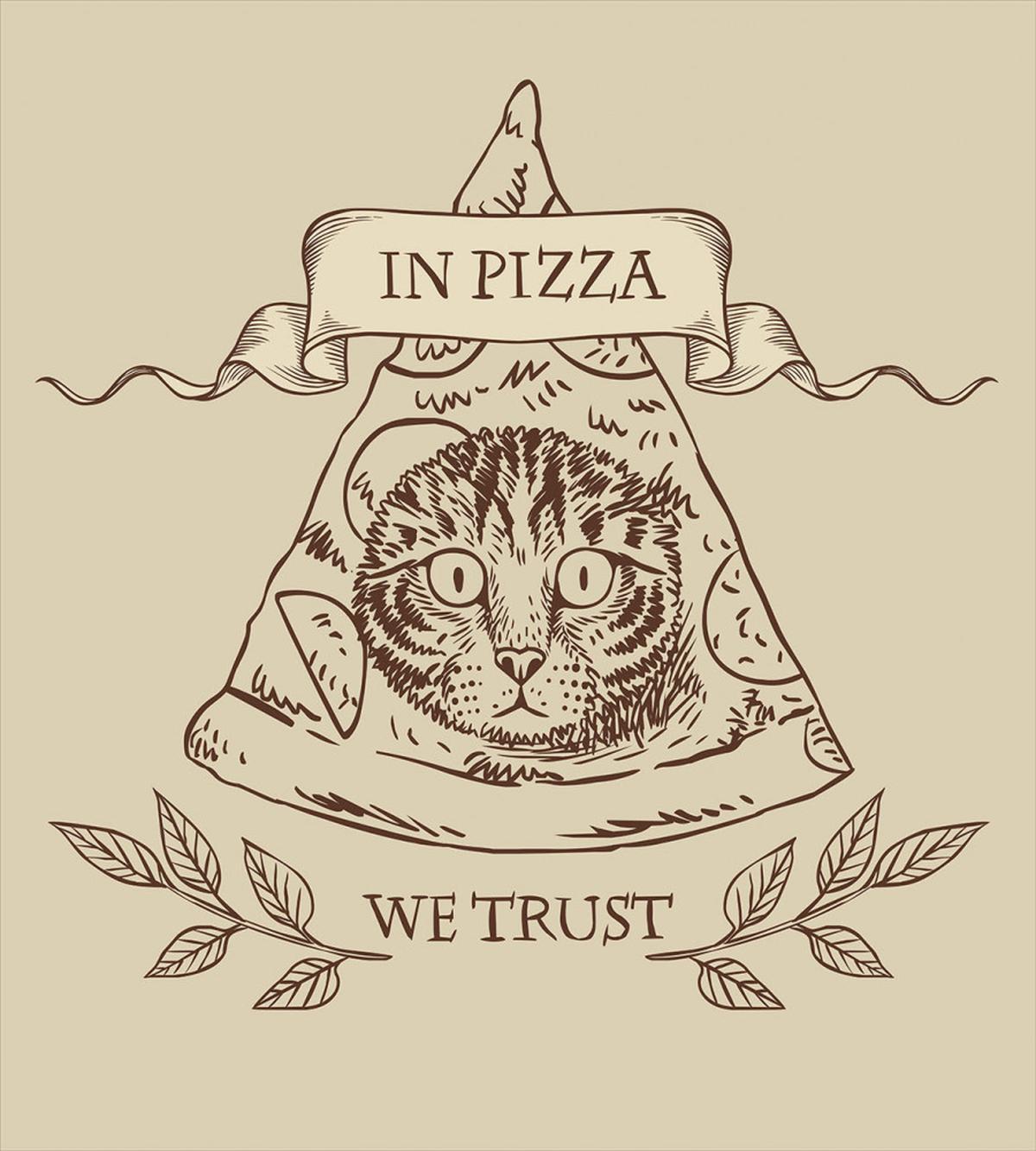 Cat Face in Pizza We Trust — Pattern