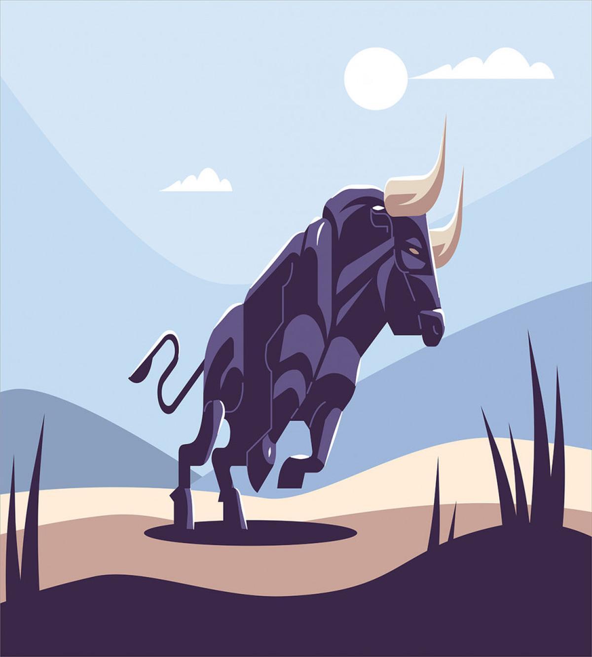Strong Bull Nature in Doodle — Pattern