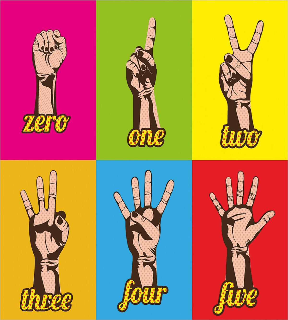 Colored Number Hands — Pattern