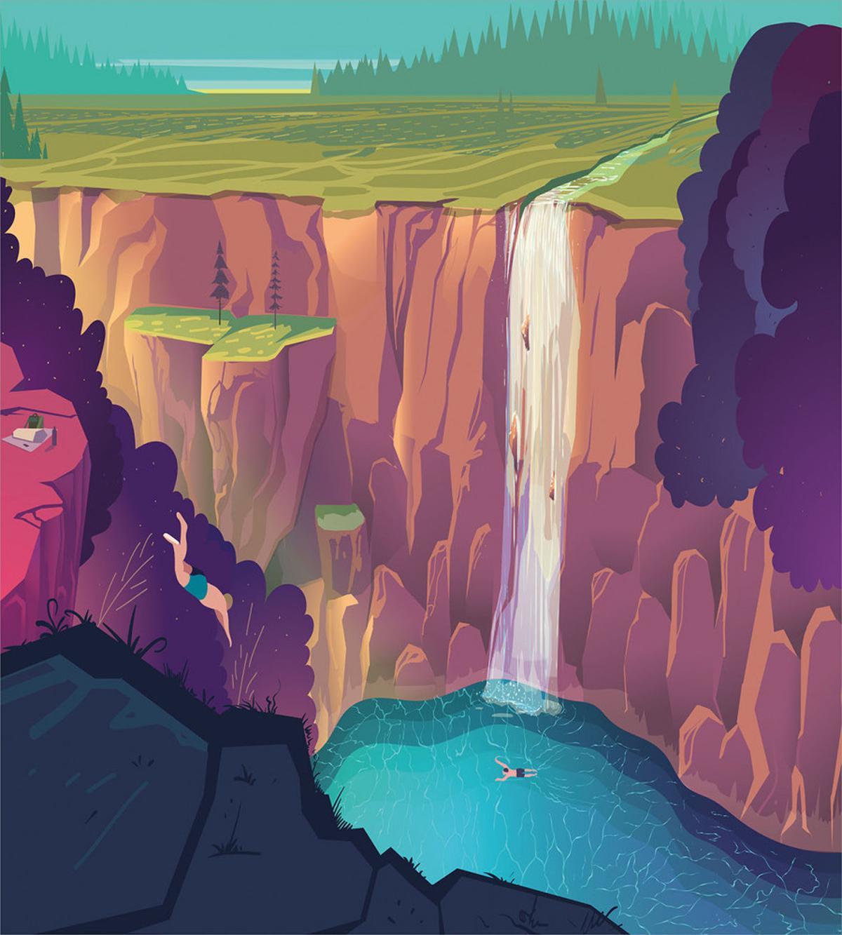 Rural Scene Waterfall — Pattern