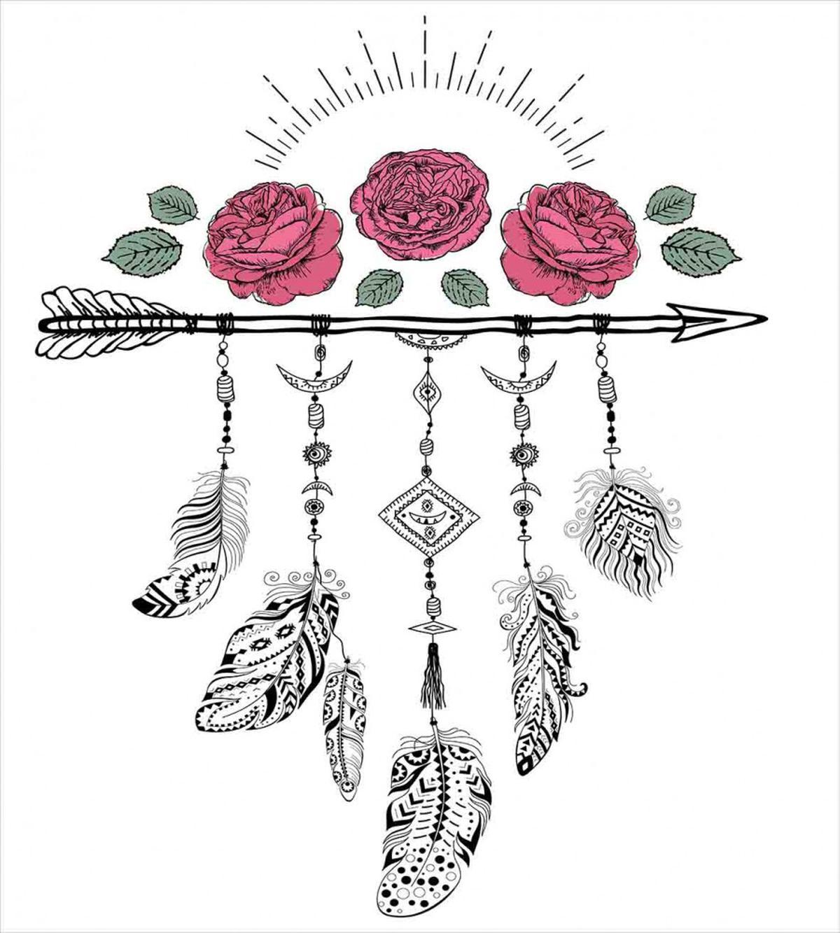 Hippie Feathers Arrow Rose — Pattern