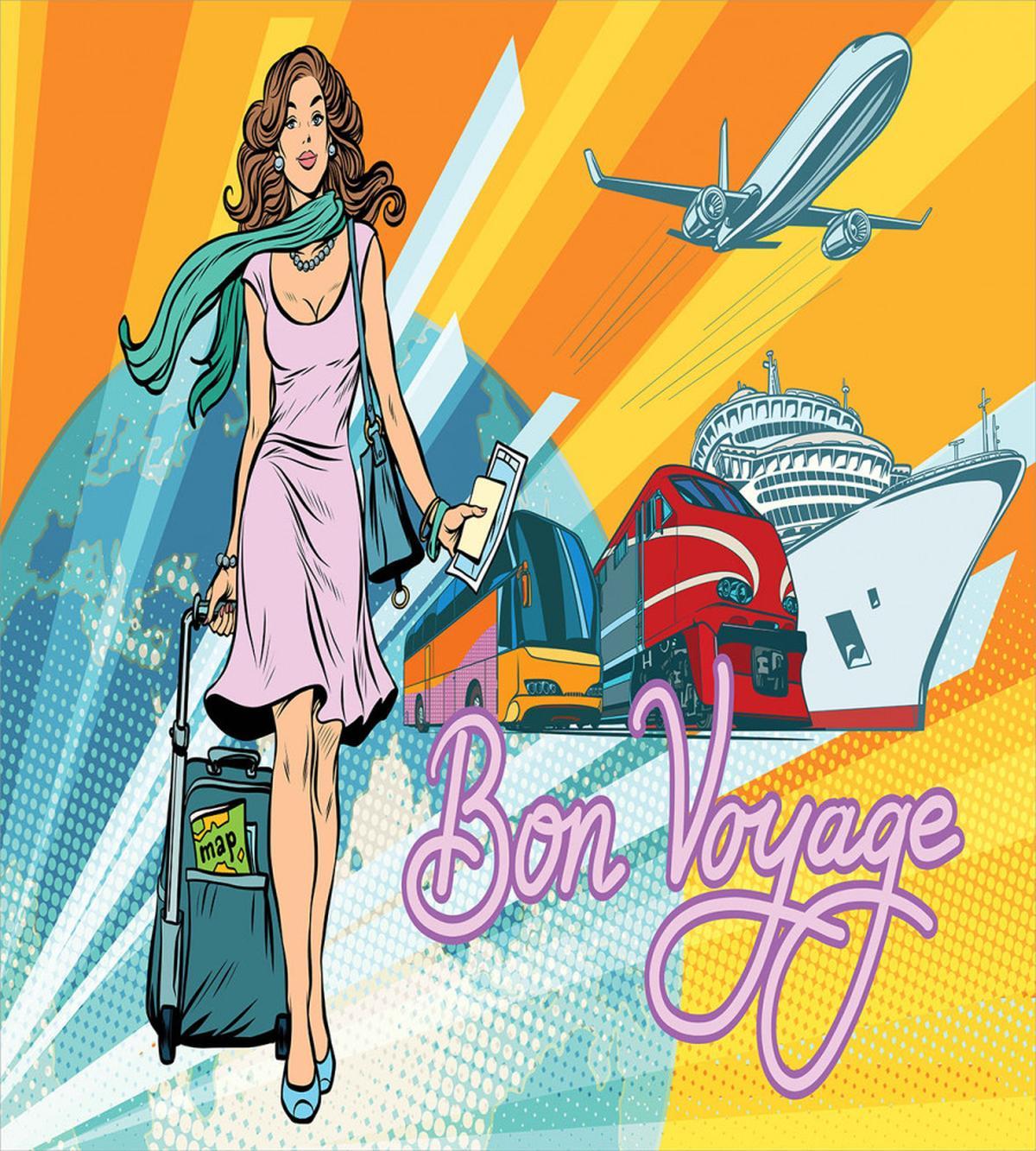 Retro Passenger Woman Art — Pattern