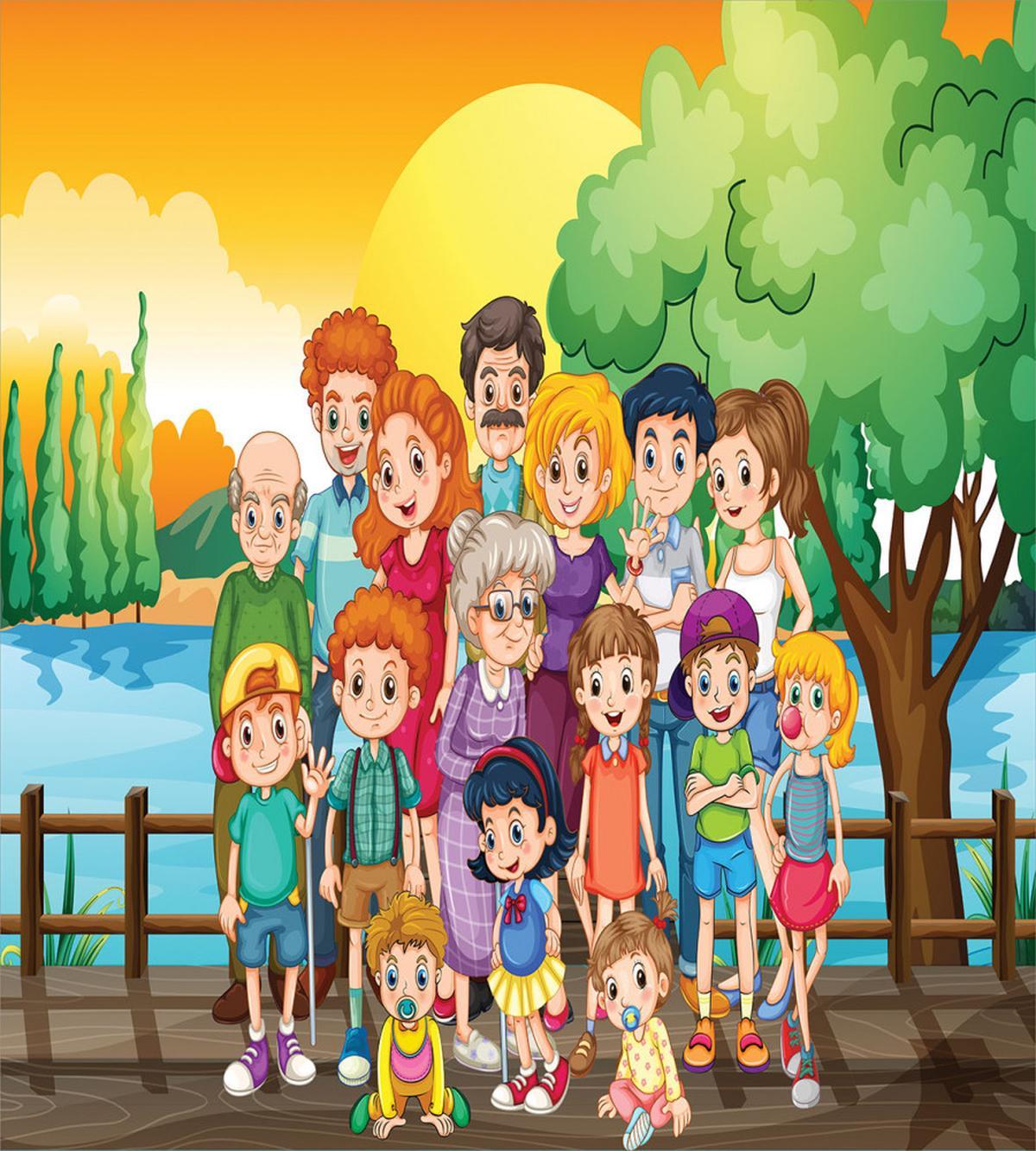 Adults and Children Posing — Pattern