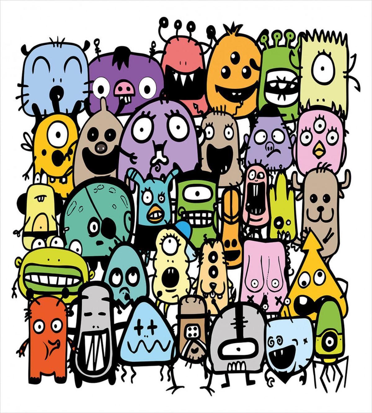 Monster Friends Family Doodle — Pattern