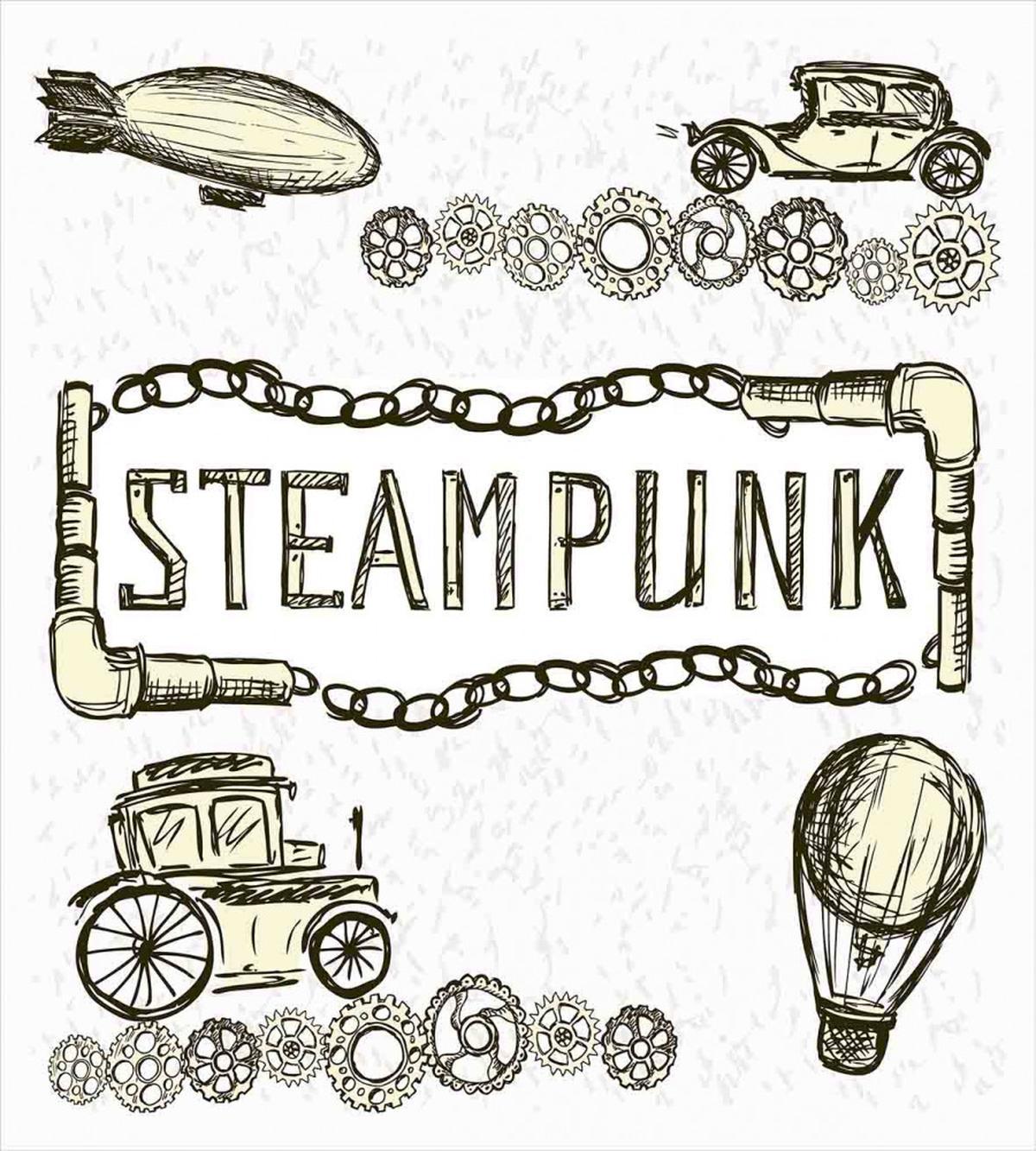 Sketch Old Car Balloon — Pattern