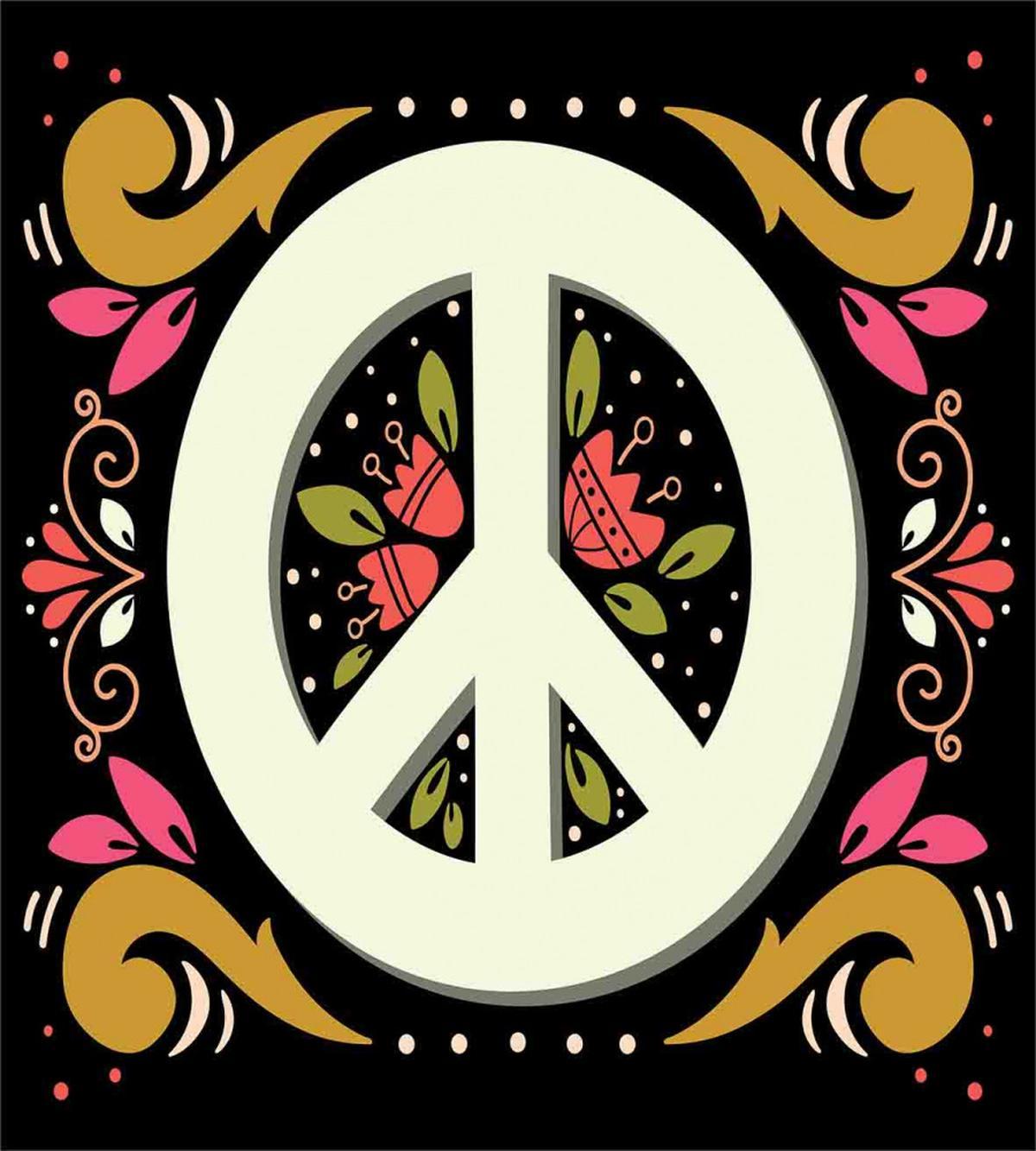 Peace Sign with Flowers — Pattern