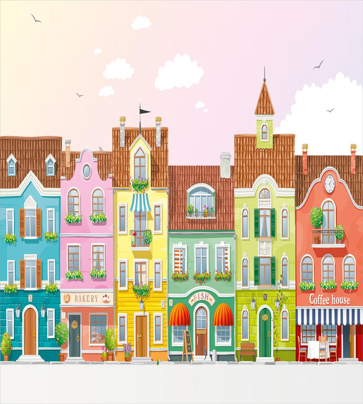 Retro Houses Digital — Pattern