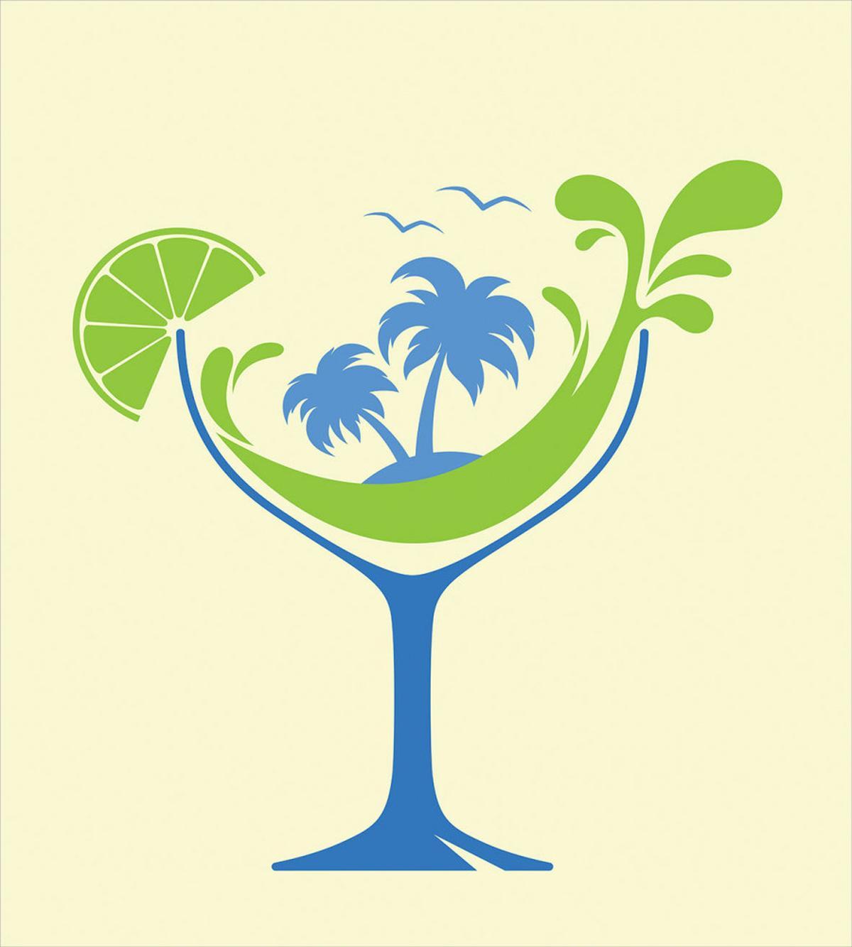 Cocktail Beach Bar with Glass — Pattern