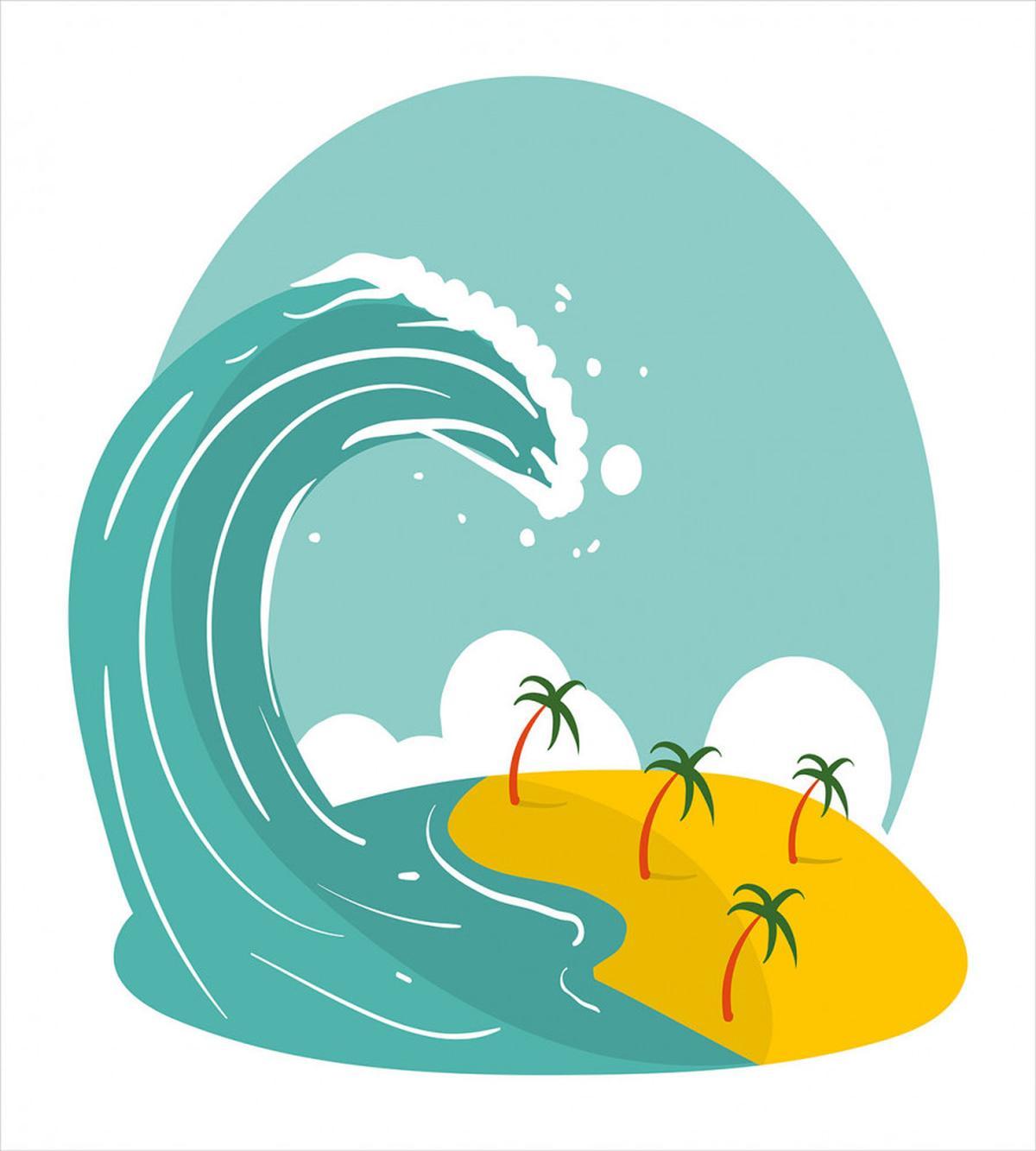 Big Wave and Palms — Pattern