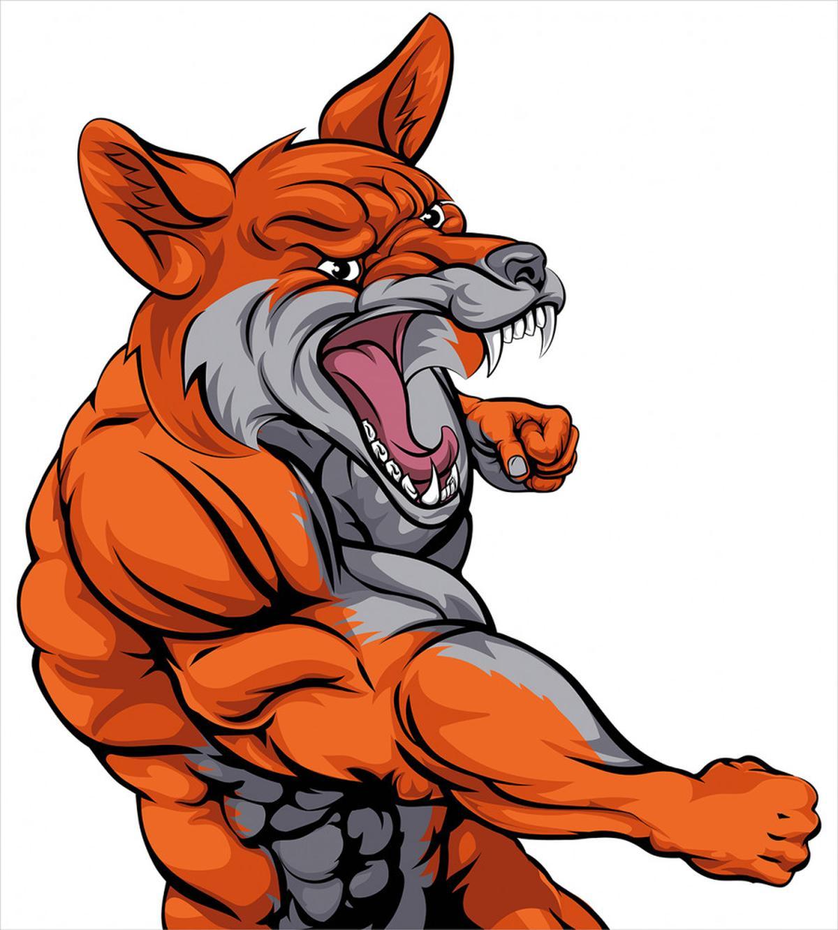 Muscular Sports Fox Mascot — Pattern