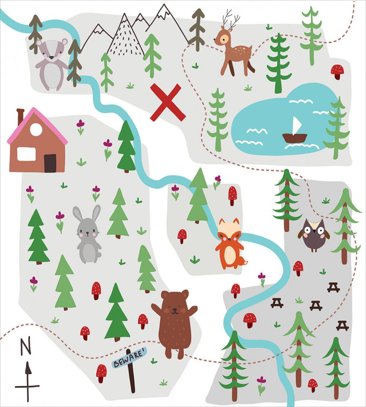 Childish Animal in Woods — Pattern