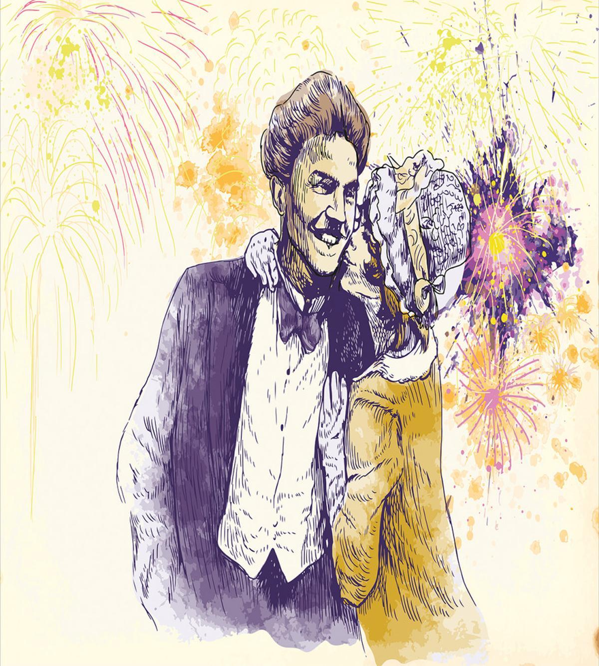 Happy Couple Kiss Splash — Pattern