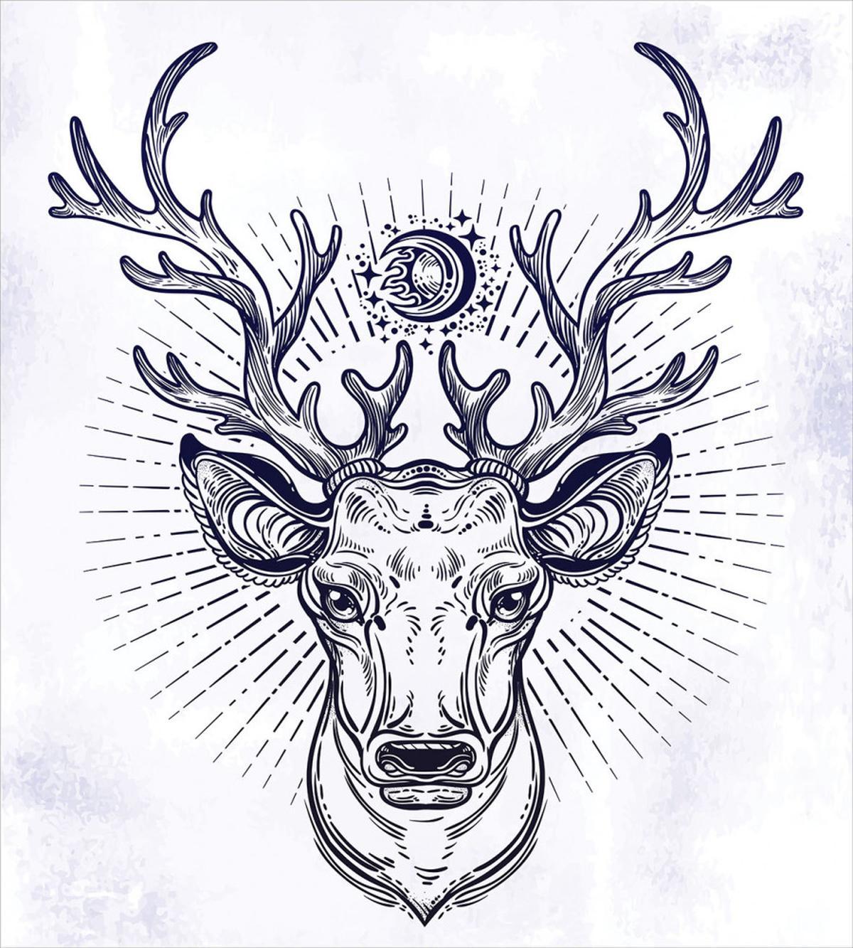Reindeer Head Sketch — Pattern