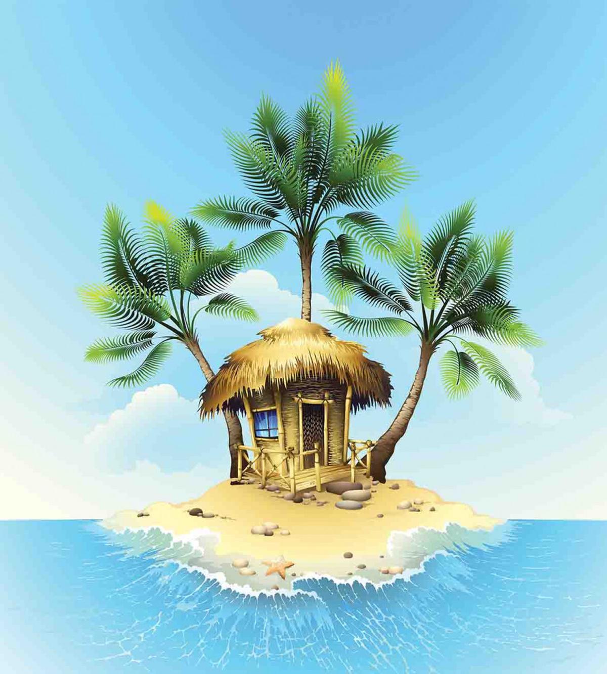 Bungalow with Palm Tree — Pattern