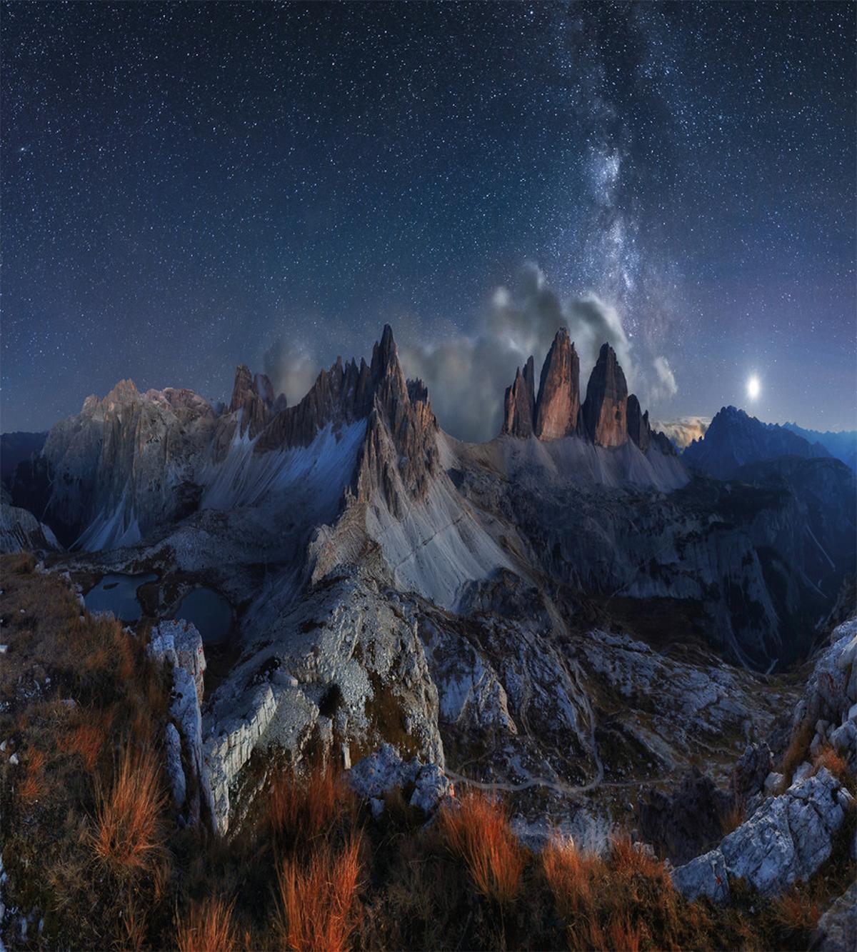 Italy Mountains Milky Way — Pattern