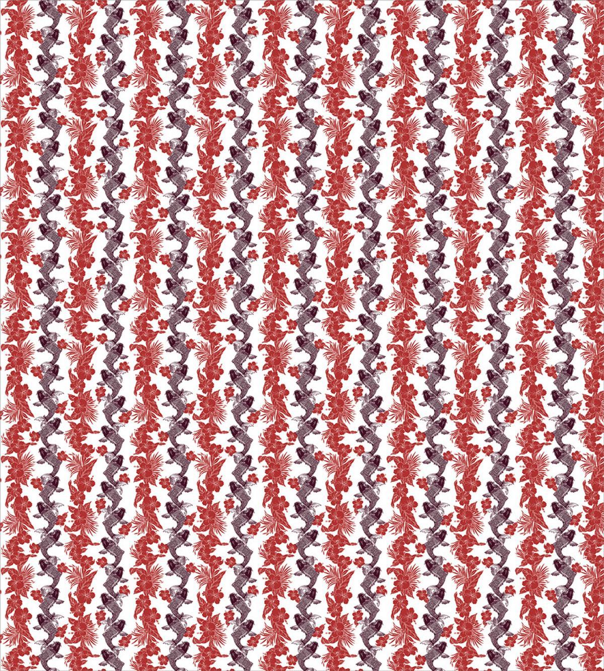 Hibiscus and Carp Koi — Pattern