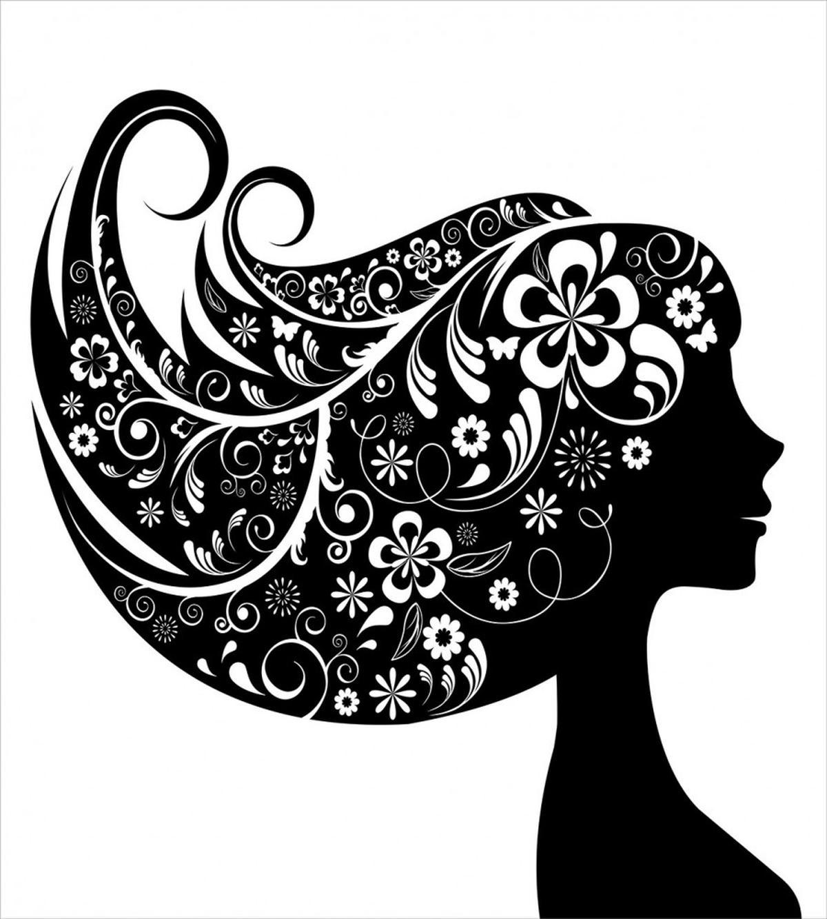 Woman with Floral Hair — Pattern