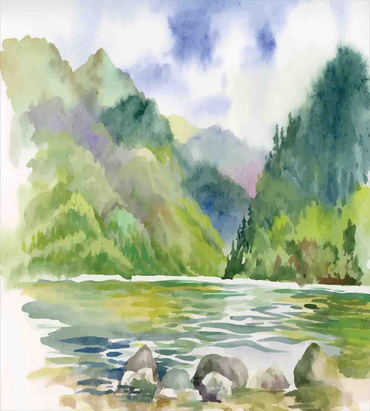 Summer River with Trees — Pattern